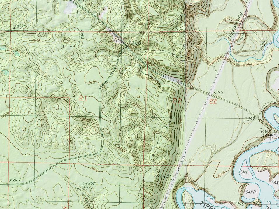 topographic map segment
